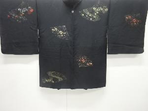 扇に梅菊模様織り出し一つ紋羽織